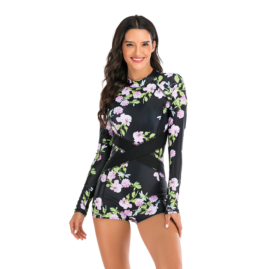 One-Piece Long Sleeve Swimsuit for Diving and Surfing