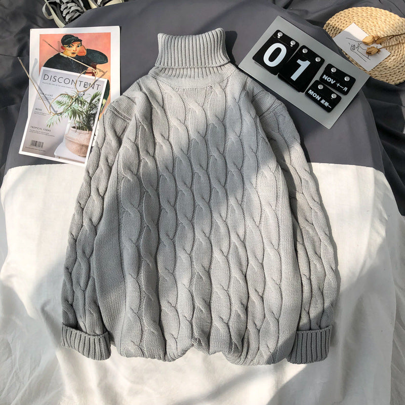 Solid Color Plus Size Turtleneck Pullover Sweater | Streetwear