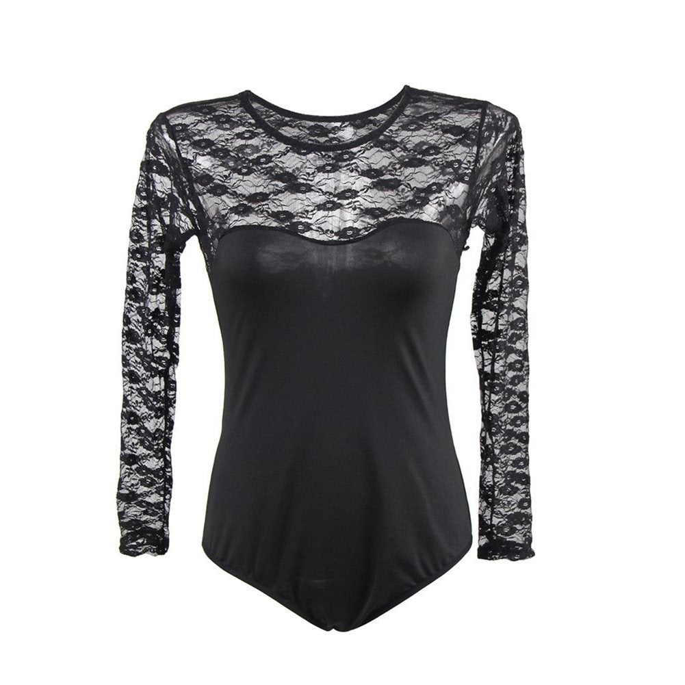 Lace Long Sleeve Corset Bodysuit