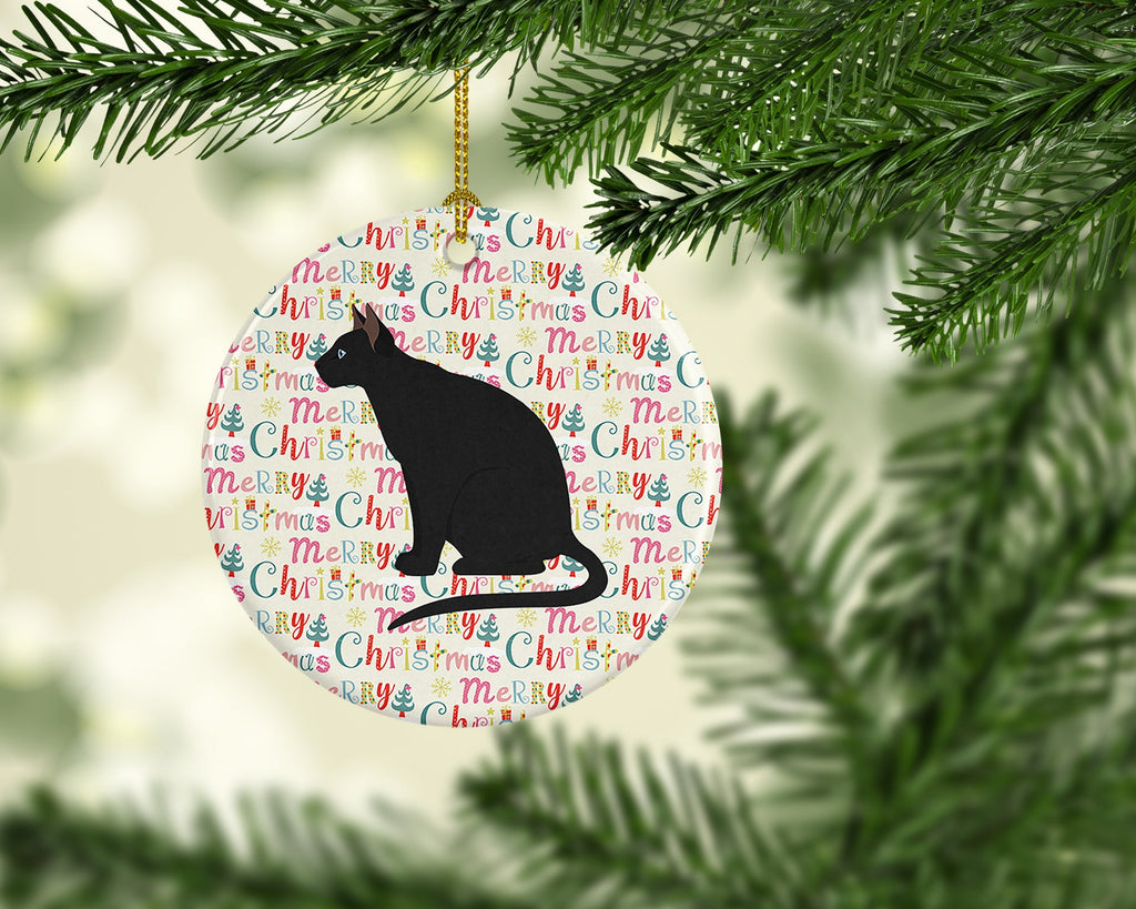 Ojos Azules Cat Christmas Ceramic Ornament