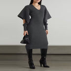 Casual Wool Dress with Dolman Sleeves for Fall/Winter