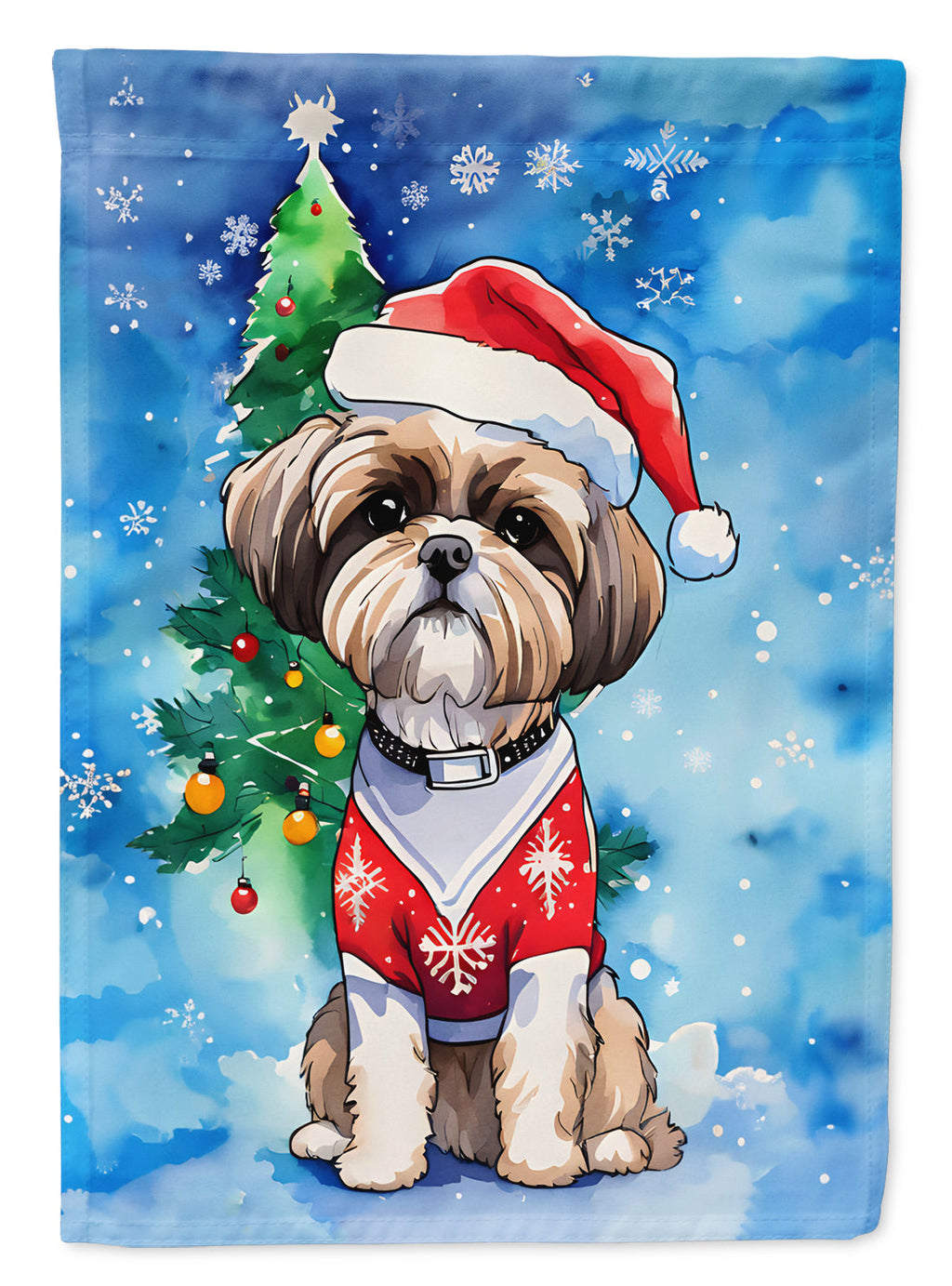 Shih Tzu Christmas House Flag