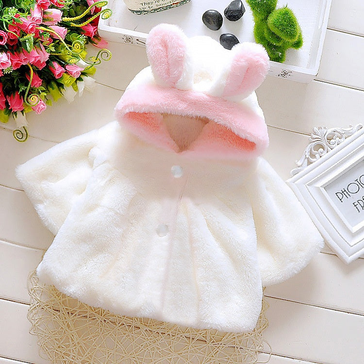 Girls' Western Furry Lapel Single-Breasted Coat