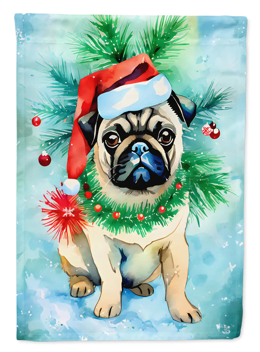Pug Christmas House Flag