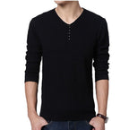 Men's Solid Color V Neck Slim Fit Pullover Sweater | Streetwear