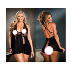 Plus Size Sheer Lace Sleep Dress with Cross Straps