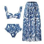 2023 Retro Three-Piece Swimsuit with Beach Skirt