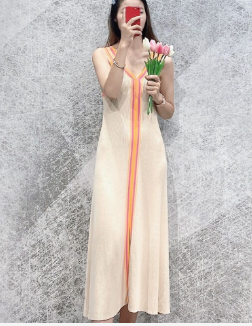 Pastel Longline Knit Dress - Color Block Vacation Style