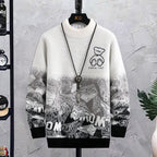 Men's Fashion Patchwork Hip Hop Crew Neck Sweater
