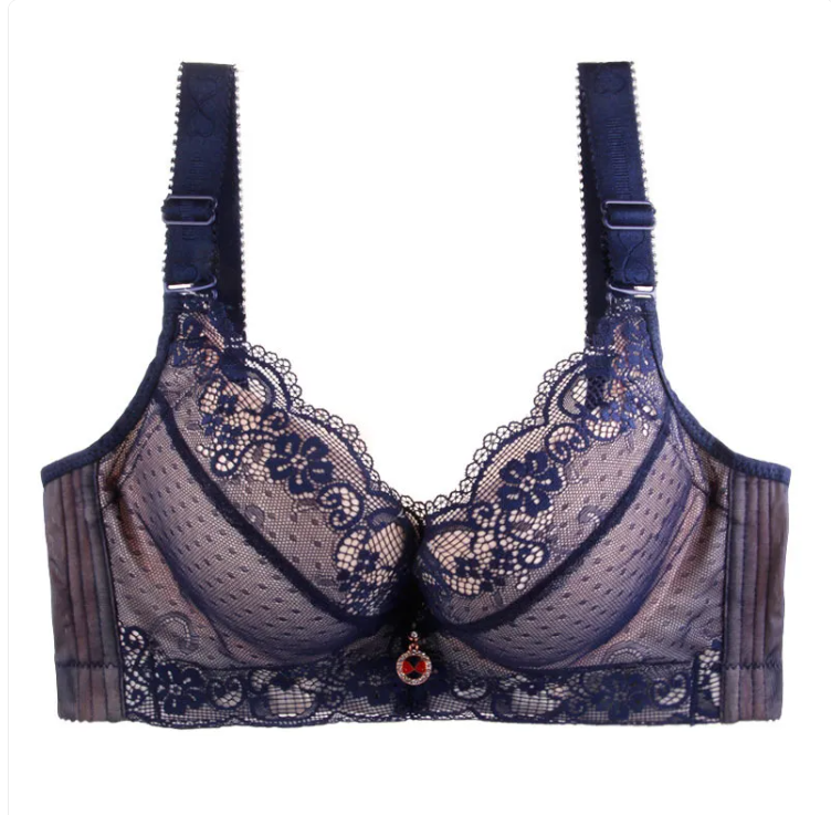 New Large Size Four-Row Adjustable Lace Bra - Supportive & Comfortable