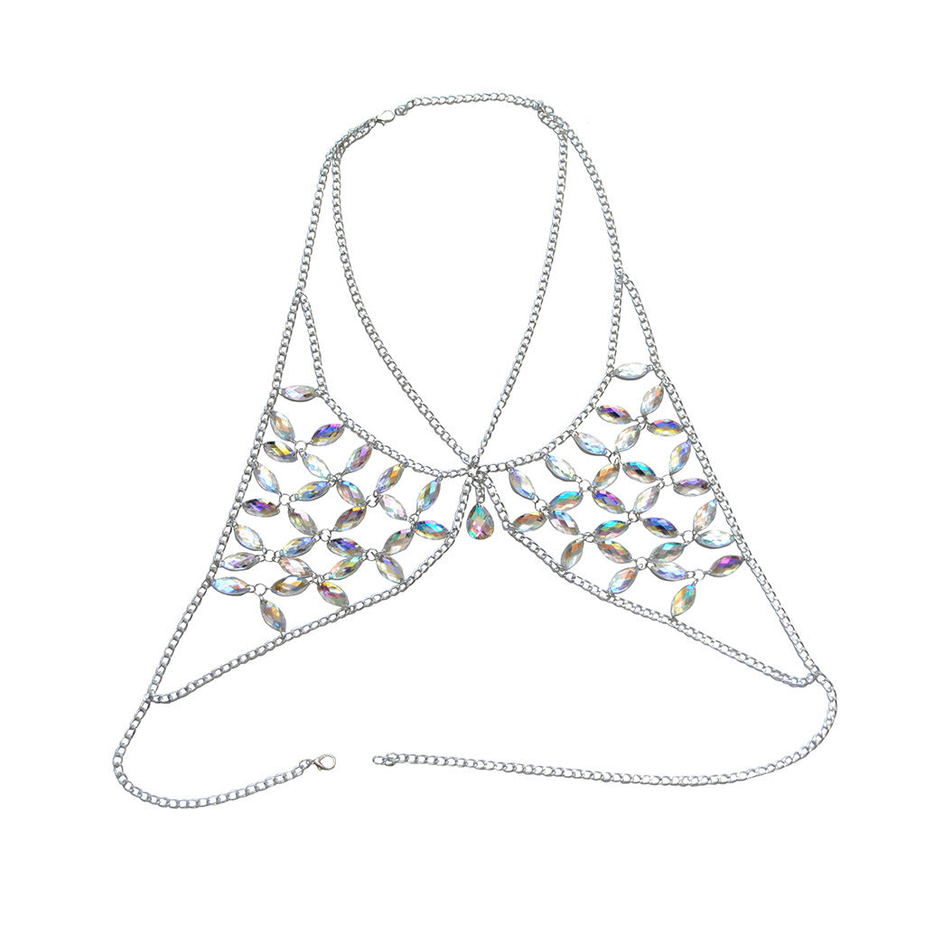 Women's Rhinestone Body Chain Bralette