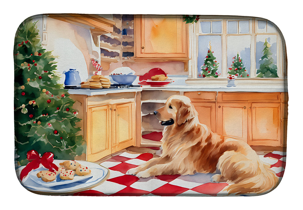 Golden Retriever Christmas Cookies Dish Drying Mat