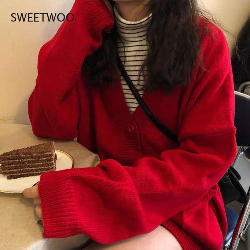 Women's V-Neck Long Sleeve Cardigan - 7 Colors Available