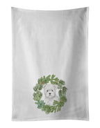 West Highland White Terrier Puppy Christmas Wreath Kitchen Towel Set of 2