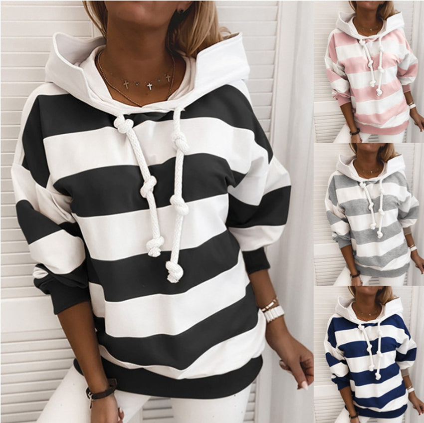Gothic Striped Wool Hoodie - Casual Winter Outwear | Streetwear