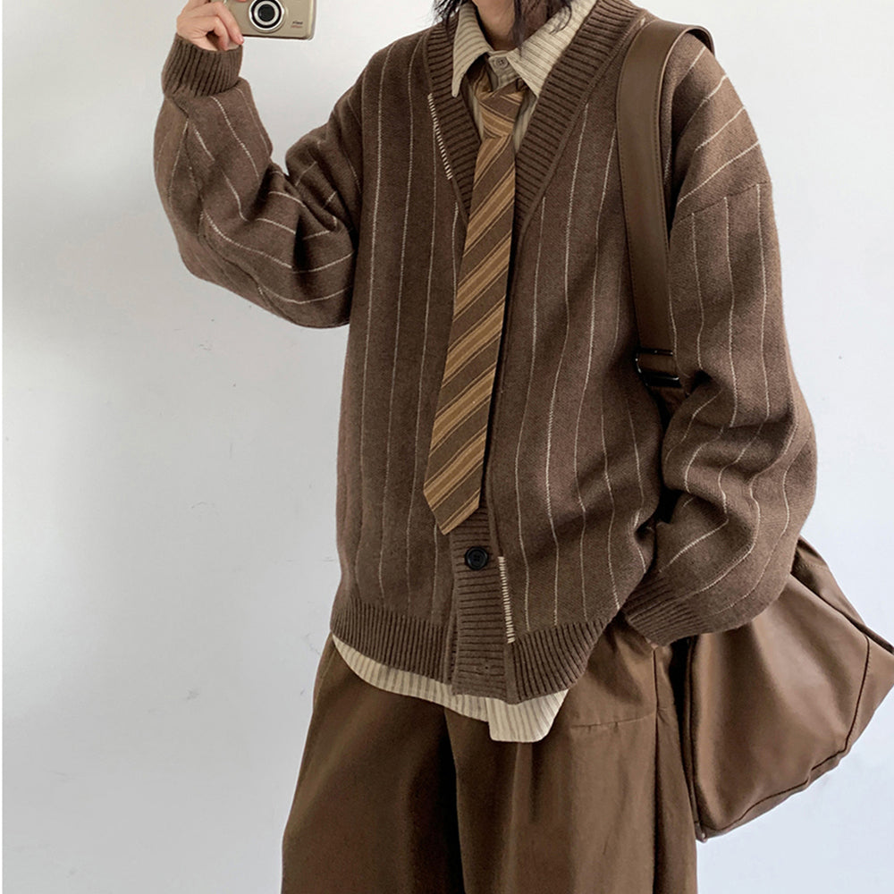 Autumn Winter Striped Cardigan for Men and Women