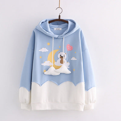 Cartoon Love Bear Print Colorful Hoodie | Streetwear