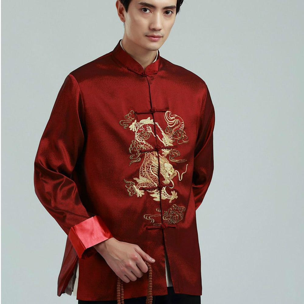 Men's Chinese Style Embroidered Dragon Jacket Tops