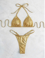 Velvet Triangle Thong Bikini Set