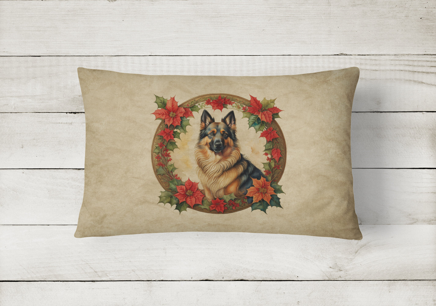 Belgian Tervuren Christmas Flowers Throw Pillow