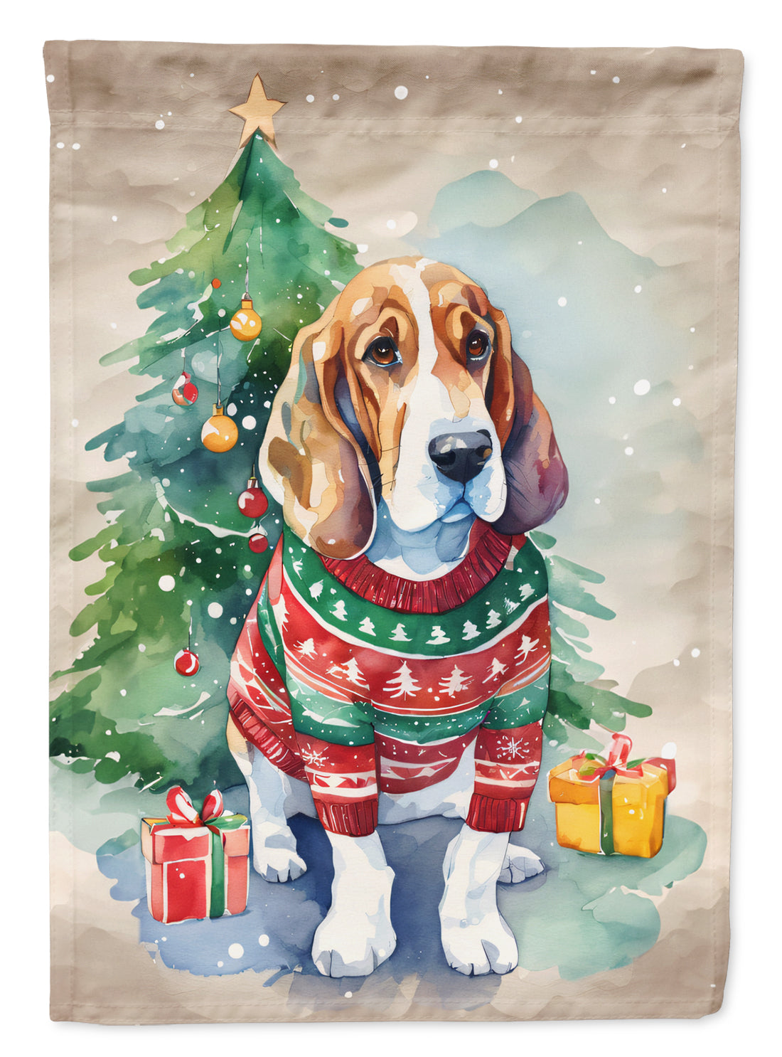 Basset Hound Christmas Garden Flag