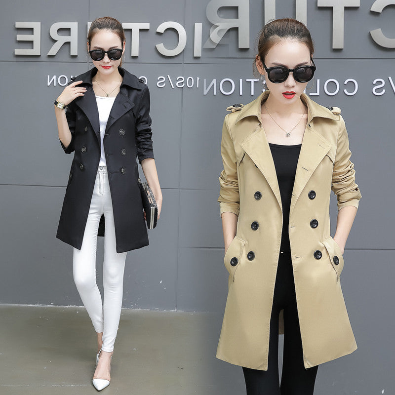 Plus Size Slim Mid-Length Women's Trench Coat