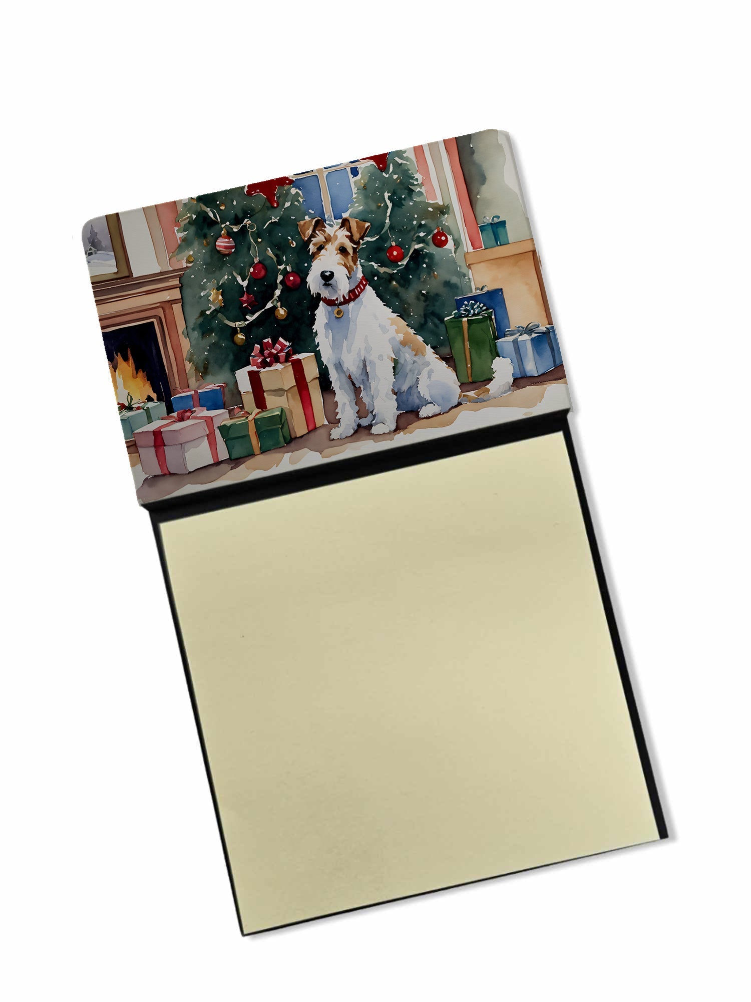 Fox Terrier Cozy Christmas Sticky Note Holder