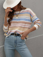 Fitshinling Striped Vintage Knit Sweater for Women