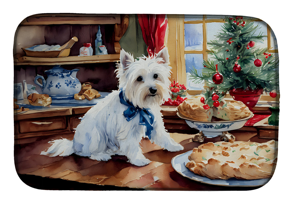 Westie Christmas Cookies Dish Drying Mat