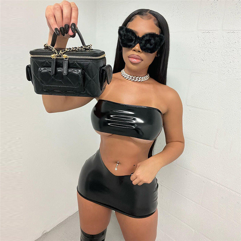 2024 Summer Sexy Crop Top and Low Waist Skirt Set
