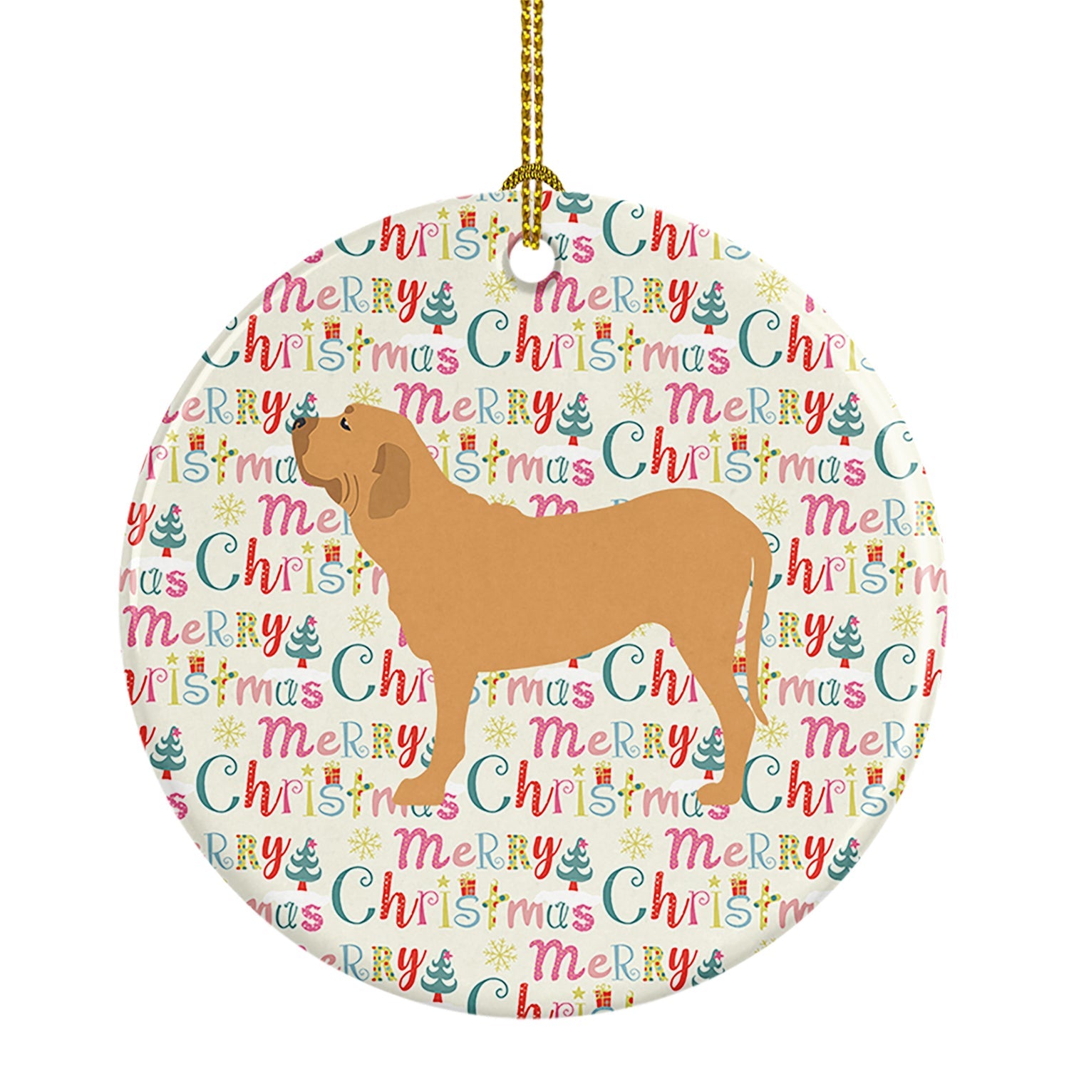 Fila Brasileiro Merry Christmas Ceramic Ornament