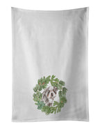 Bulldog Lilac Puppy Christmas Wreath Kitchen Towel Set of 2