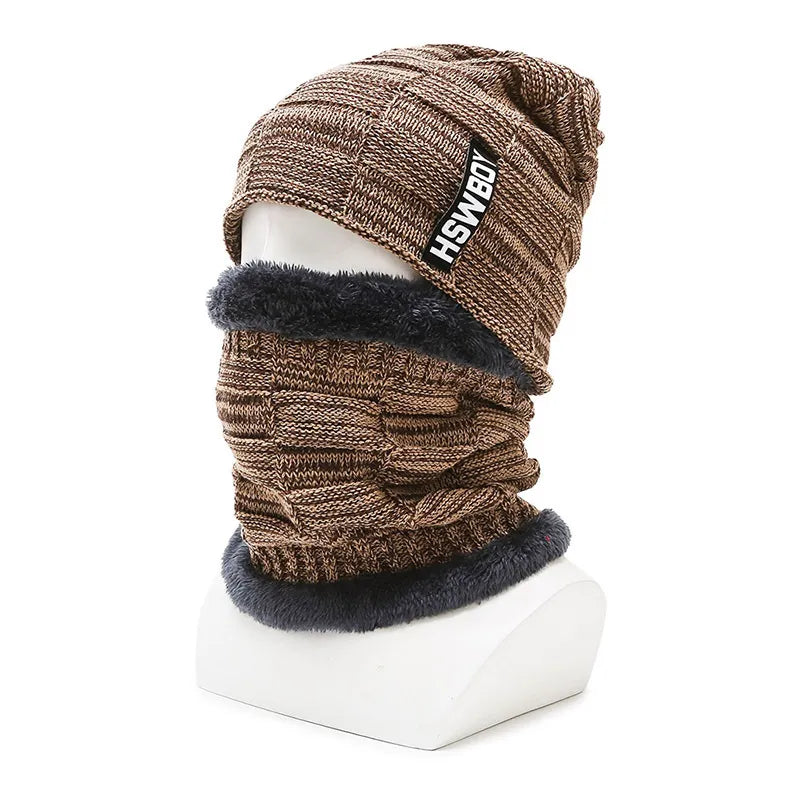 Hat Men's Winter Fleece Lined Padded Warm Keeping Woolen Knitted Hat | Embroidered Cap