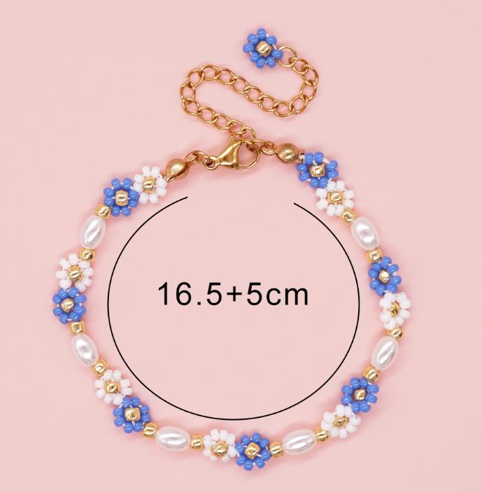 Bohemian Christmas Flower Women's Bracelet with Gold Buckle