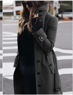 Women's Slim Fitting Woolen Coat for Autumn/Winter