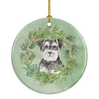 Schnauzer Black and Silver Christmas Wreath Ceramic Ornament