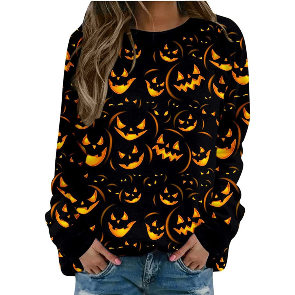 Women's Pumpkin Print Hoodie - Fashionable Loose Fit | Streetwear