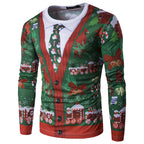 3D Christmas Tree Men's Long Sleeve T-Shirt with Tie | Streetwear