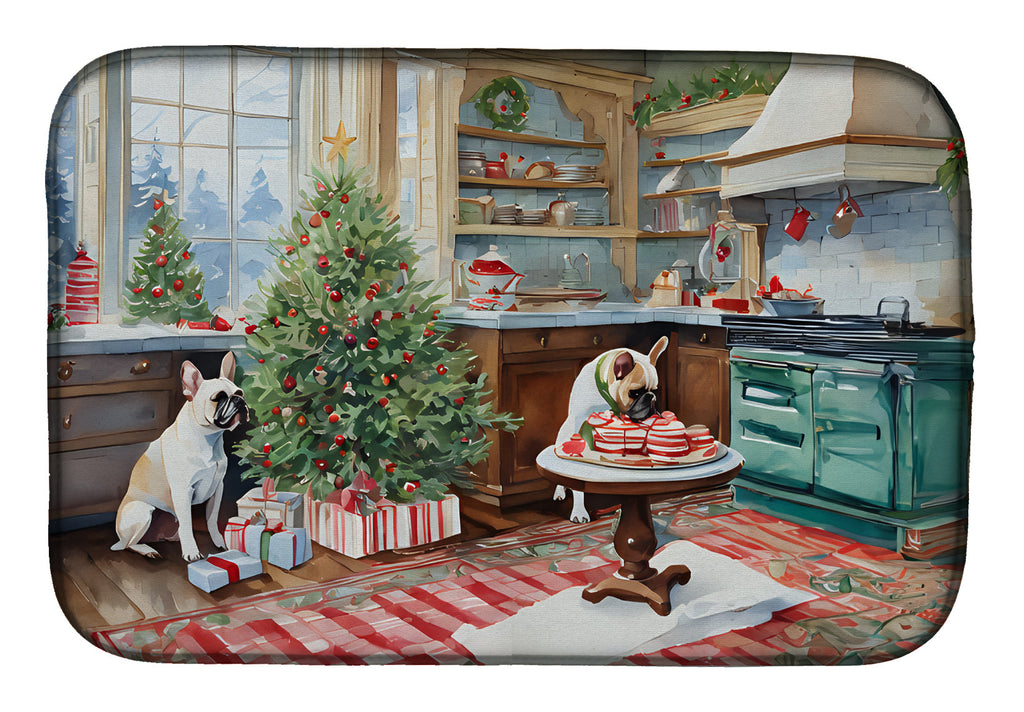French Bulldog Christmas Cookies Dish Drying Mat