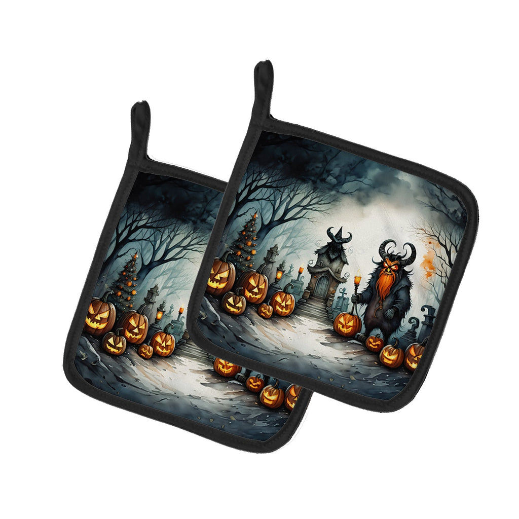 Krampus The Christmas Demon Spooky Halloween Pair of Pot Holders