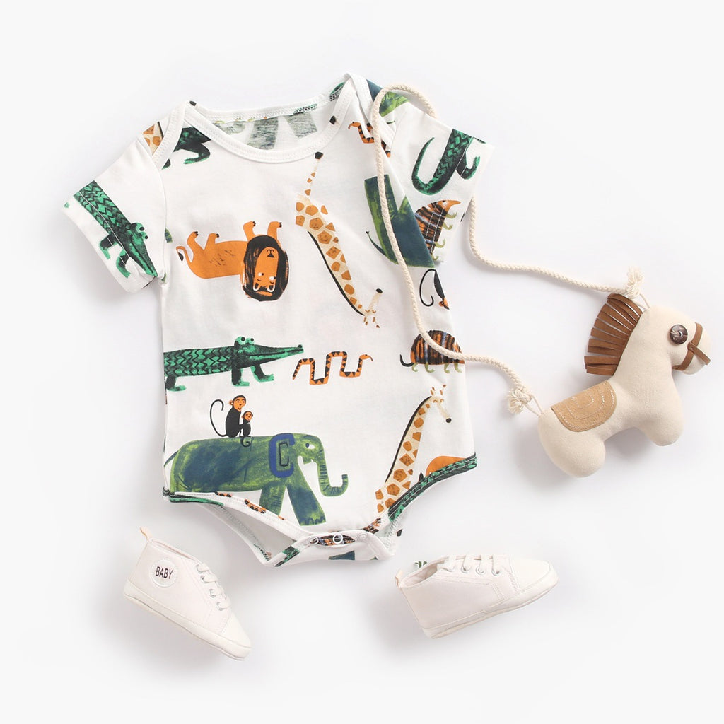 Cartoon Animal Print Baby Bodysuit for Infants