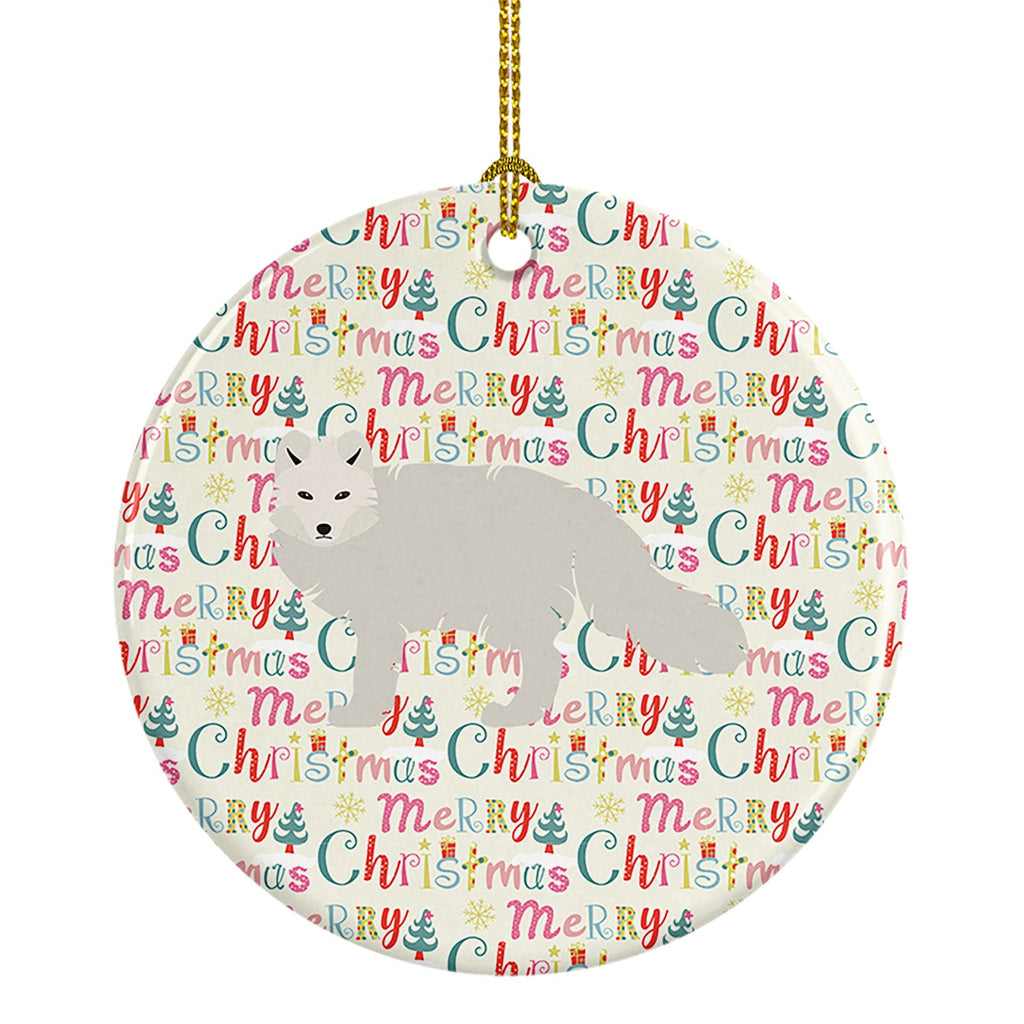 White Arctic Fox Christmas Ceramic Ornament