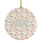 White Arctic Fox Christmas Ceramic Ornament