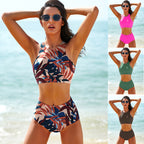 High-Waisted Nylon Print Bikini with Padding