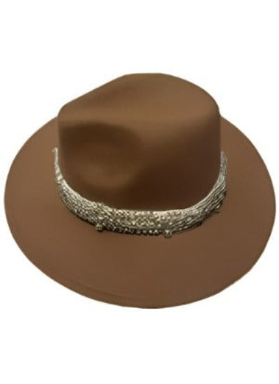 Wool Fedora Hat With Punk Ribbon | Embroidered Cap