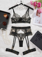 Women's Embroidered See-Through Lingerie Set
