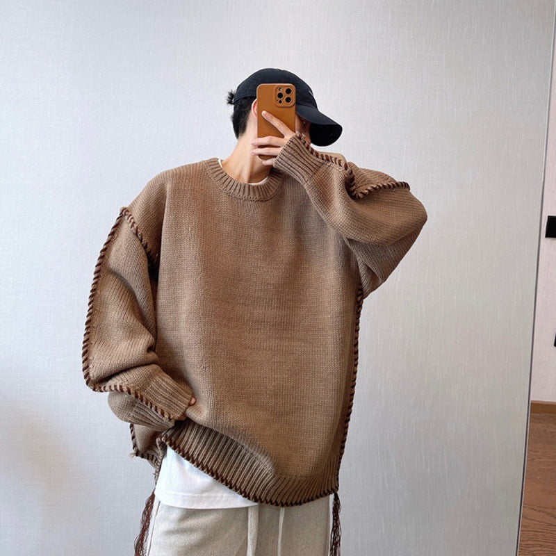 Lazy Wind Round Neck Knitted Pullover Jacket Sweater | Streetwear