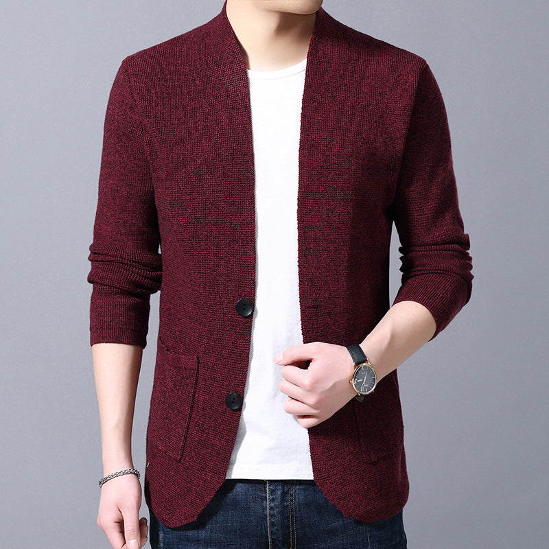 Men's Stand Collar Pocket Sweater Cardigan for Autumn