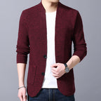 Men's Stand Collar Pocket Sweater Cardigan for Autumn