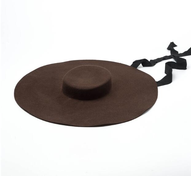 Large Brim Wool Hat - European and American Fashion | Embroidered Cap